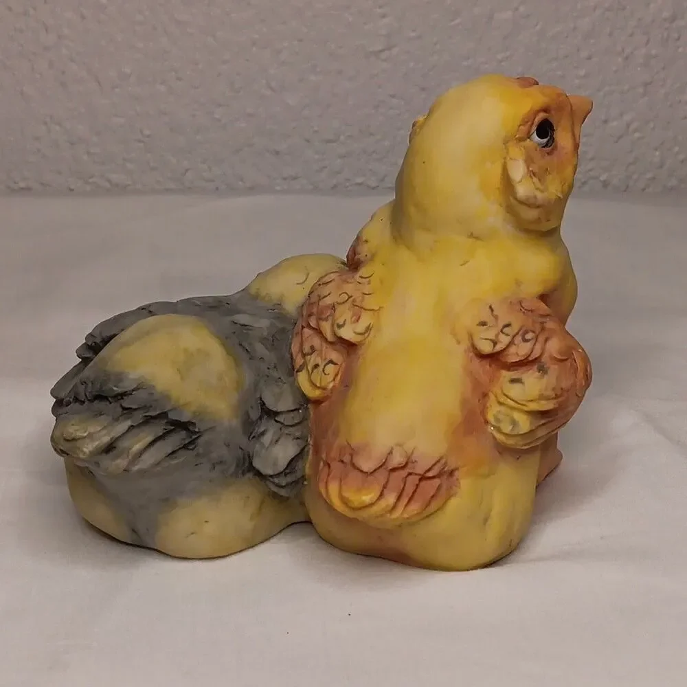 Chrisdon Yellow Chicks Easter Spring Cottage Core Figurine Heavy